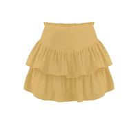 Faltenrock Damen Tüllrock Ruffled Skater Skirt Hoch Tailliert Weiß Minirock Damen Sexy Mini Cupcake Rock mit Rüschen Röcke Tennis A-Linie Tanzrock Stretch Gefüttert Geschichtet Lässiger Strandrock