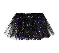 Faltenrock für Damen, Sterne, Pailletten, Tüllrock, Plissee, Minirock, kurz, sexy, Tutu, Ballett, Pailletten, Blasen, Karneval, Netz, Röcke, Pailletten, elastischer Bund, Schwarz , One size