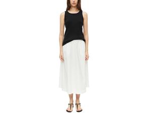 Faltenrock S.OLIVER, Damen, Gr. 44, weiß, Web, Obermaterial: 60% Baumwolle, 40% Lyocell, unifarben, normal lang, Röcke, Sommerrock mit elastischem Bund (61310053-44) weiß
