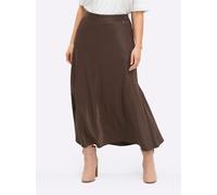Faltenrock SHEEGO, Damen, Gr. 50, braun (schoko), 74% Viskose, 26% Polyester, unifarben, lang, Röcke (78240365-50) schoko