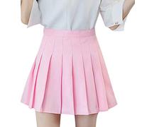 Faltenröcke für Damen, hohe Taille, Tennis, Schule, kurzer Rock, schlicht, dehnbar, ausgestellter Skaterrock, athletischer Golf-Skort, Mini-Rock, elastische Taille, einfarbig, Mädchenrock, rose, XXL