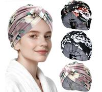 FAMCUCHE 3 Stück Turban Damen, Böhmischer Stil Kopfbedeckung Chemo, Vorgebundenes Kopftuch Damen, Hoch Elastisch Chemo Mütze für Outdoor, Indoor, Sport, Shopping, Partys