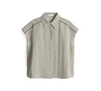 OPUS Damen Kurzarmbluse | FAMELLA Regular Streifenbluse aus nachhaltigem Viskosemix Olive Leaf, 38