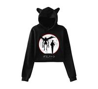 famesale Death Note Hoodie Ryuk Yagami Leicht bedrucktes Langarm-Sweatshirt mit Katzenohr, lässig, Anime, Cosplay, Pullover, Crop-Top für Damen und Mädchen