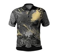famesale Raven Odin Viking Wolf Tattoo 3D gedruckt Herren Poloshirt Sommer Kurzarm lässig Knopf Revers Polo T-Shirt