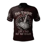 famesale Raven Odin Viking Wolf Tattoo 3D gedruckt Herren Poloshirt Sommer Kurzarm lässig Knopf Revers Polo T-Shirt