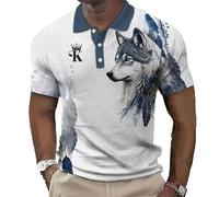 famesale Sommer Herren Adler Löwe Wolf 3D gedruckt Knopf Polo Shirt Mode Golf Kurzarm Plus Größe Polo T-Shirt