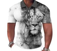 famesale Sommer Herren Adler Löwe Wolf 3D gedruckt Knopf Polo Shirt Mode Golf Kurzarm Plus Größe Polo T-Shirt