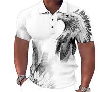 famesale Sommer Herren Adler Löwe Wolf 3D gedruckt Knopf Polo Shirt Mode Golf Kurzarm Plus Größe Polo T-Shirt