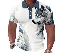 famesale Sommer Herren Adler Löwe Wolf 3D gedruckt Knopf Polo Shirt Mode Golf Kurzarm Plus Größe Polo T-Shirt
