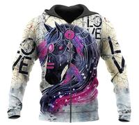famesale Tier Schönes Pferd 3D-Gedruckter Herren Kapuzenpullover mit Reißverschluss Harajuku Mode Herbstjacke Kapuzenpullover Unisex Freizeit Sportbekleidung