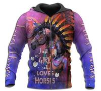 famesale Tier Schönes Pferd 3D-Gedruckter Herren Kapuzenpullover mit Reißverschluss Harajuku Mode Herbstjacke Kapuzenpullover Unisex Freizeit Sportbekleidung