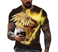 famesale Vintage T-Shirts für Männer 3D Adler gedruckt Kurzarm Tops Sommer Mode Tiermuster lose übergroße Tee Shirt Männerkleidung
