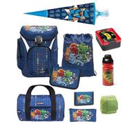 Familando Lego Ninjago Schulranzen 1. Klasse für Jungen und Mädchen · ergonomisch & leicht · Explorer Schultasche im Set (Komplett mit Schultüte)