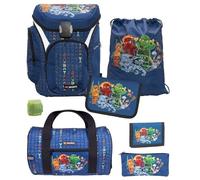 Familando Lego Ninjago Schulranzen-Set Explorer Ranzen 1. Klasse 7 TLG. mit Federmappe blau Ninja Family (7-teilig mit Sporttasche)