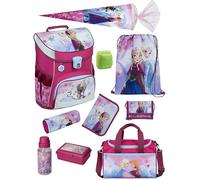 Familando Mädchen Schulranzen 1. Klasse · Scooli Campus Fit Schultasche · ergonomisch & leicht · Kinder Schulranzen Set für Mädchen (10-teilig mit Schultüte, Disney Frozen Rosa)