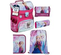Familando Mädchen Schulranzen 1. Klasse · Scooli Campus Fit Schultasche · ergonomisch & leicht · Kinder Schulranzen Set für Mädchen (5-teilig mit Federmappe, Disney Frozen Rosa)