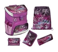 Familando Mädchen Schulranzen 1. Klasse · Scooli Campus Fit Schultasche · ergonomisch & leicht · Kinder Schulranzen Set für Mädchen (5-teilig mit Federmappe, Pegasus Violett)