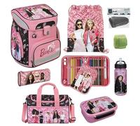 Familando Mädchen Schulranzen 1. Klasse · Scooli Easy FIT · ergonomischer Tornister · Schulranzen-Set für Mädchen (9-teilig mit Sporttasche, Barbie Rosa/Pink)