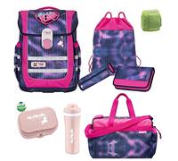 Familando - McNeill Ergo Complete Schulranzen Set - 9-teilig mit Sporttasche - Pearl mit Herz Schloss - Ergonomisch & 3-Fach verstellbar - 1150g leicht mit 20L Volumen & Reflektoren - ab 1. Klasse