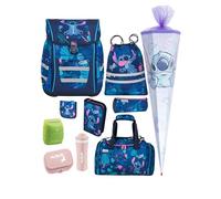 Familando - McNeill Teneris Schulranzen Set - 10-teilig mit Schultüte - Stitch - Ergonomisch & Verstellbarer Brustgurt - 980g leicht mit 18L Volumen & Reflektoren - Für Grundschule ab 1. Klasse