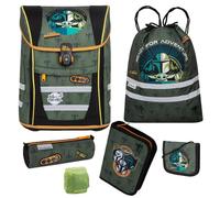 Familando - McNeill Teneris Schulranzen Set - 6-teilig mit Federmappe - Star Wars Mandalorian - Ergonomisch & Verstellbarer Brustgurt - 980g leicht mit 18L Volumen & Reflektoren - ab 1. Klasse