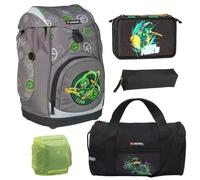 Familando - Nielsen Schulranzen Set 5-teilig - Lego Ninjago Spinjitzu Lloyd - Ergonomisch, stabil & mit gepolstertem Rücken - 1160g leicht mit 15L Volumen - mit Reflektoren - Ab 1. Klasse