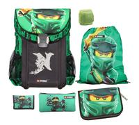 Familando Ninjago Schulranzen Set Jungen - Mit gefüllter Federmappe und Turnbeutel - Ergonomisch Stabil 790g leicht 16L Volumen - Brustgurt Reflektoren Regenschutz - Komplettset 1. Klasse Grundschule