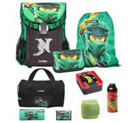 Familando Ninjago Schulranzen Set Jungen - Mit Sporttasche Dose Flasche - Ergonomisch Stabil 790g leicht 16L Volumen - Brustgurt Reflektoren Regenschutz - Komplettset 1. Klasse Grundschule