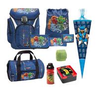 Familando - Schulranzen Set 10-teilig mit Schultüte - Ninjago Blau - Ergonomisch, stabil & mit gepolstertem Rücken - 1250g leicht mit 16L Volumen - wasserabweisend und mit Reflektoren - Ab 1. Klasse