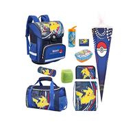 Familando - Schulranzen Set 10-teilig mit Schultüte - Pokémon mit Pikachu Motiv - Ergonomisch, stabil & mit gepolstertem Rücken - 990g leicht, 16L Volumen - Mit Reflektoren - ab 1. Klasse