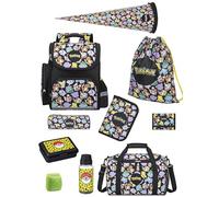 Familando - Schulranzen Set - 10-teilig mit Schultüte - Pokémon (Pikachu Motiv) - Ergonomisch, stabil & mit gepolstertem Rücken - 1010g leicht - 18L Volumen - Mit Reflektoren - ab 1. Klasse
