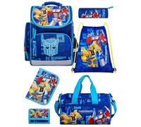 Familando - Schulranzen Set - 6-teilig mit Sporttasche - Transformers - Ergonomisch, stabil & mit gepolstertem Rücken - 930g leicht - 15L Volumen - Mit Reflektoren - Für Grundschule ab 1. Klasse