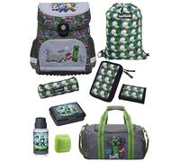 Familando - Schulranzen Set 9-teilig mit Lunch-Set - Minecraft - Ergonomisch, stabil & mit gepolstertem Rücken - 1250g leicht - 18L Volumen - Mit Reflektoren - Für Grundschule ab 1. Klasse