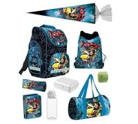 Familando - Schulranzen Set 9-teilig mit Schultüte - Transformers - Ergonomisch, stabil & mit gepolstertem Rücken - 1000g leicht - 15L Volumen - Mit Reflektoren - Für Grundschule ab 1. Klasse