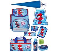 Familando - Schulranzen-Set für Spiderman Fans - Spidey & Friends - 10-teilig mit Schultüte - Ergonomisch, stabil & mit gepolstertem Rücken - 930g leicht - 15L Volumen - ab 1. Klasse