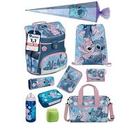Familando - Scooli Campus Fit Schulranzen Set - 10-teilig mit Schultüte - Disney Stitch - Ergonomisch, stabil & 980g leicht - 18L Volumen - Brustgurt & Reflektoren - ab 1. Klasse