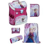 Familando - Scooli Campus Fit Schulranzen Set - 5-teilig mit Federmappe - Disney Die Eiskönigin (Frozen) - Ergonomisch, Stabil & 980g leicht - 18L Volumen - Brustgurt & Reflektoren - ab 1. Klasse