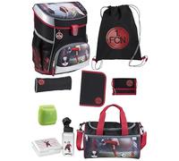 Familando - Scooli Campus Fit Schulranzen Set - 9-teilig mit Sporttasche - 1. FC Nürnberg (1. FCN) - Ergonomisch, stabil & 980g leicht - 18L Volumen - Brustgurt & Reflektoren - ab 1. Klasse
