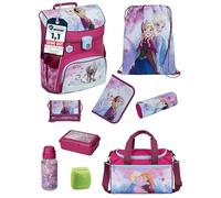 Familando - Scooli Campus Fit Schulranzen Set - 9-teilig mit Sporttasche - Disney Die Eiskönigin (Frozen) - Ergonomisch, Stabil & 980g leicht - 18L Volumen - Brustgurt & Reflektoren - ab 1. Klasse