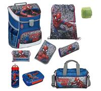 Familando - Scooli Campus Fit Schulranzen Set mit Spiderman - 9-teilig mit Sporttasche - Ergonomisch, Stabil & 980g leicht - 18L Volumen - Brustgurt & Reflektoren - ab 1. Klasse