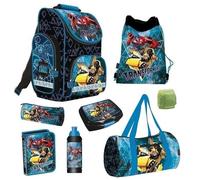 Familando Transformers Schulranzen Set komplett 8-teilig mit Federmappe und Sporttasche · ergonomischer Tornister · Schultasche für Jungen und Mädchen 1. bis 4. Klasse