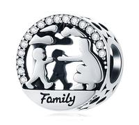 Familie ist Liebe Charms mit Papa Sohn und Mama Tochter Charm, 925 Sterling Silber Familia Für immer und ewig Perlen passen Pandora Vatertag Armband, Geschenk für Mutter/Junge/Mädchen/Weihnachten