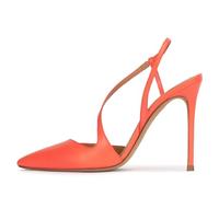 FamMe Baotou Stiletto Sandalen mit spitzen Zehen High Heels Stiletto Hochzeitsfeier PU Kleid Schuhe,Coral,40