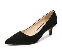 FamMe Klassische Damen-Pumps mit Kitten-Heel-Absatz, Wildleder, niedriger Absatz, spitzer Zehenbereich, Slip-on-Kleiderschuhe, Hochzeit, Arbeit, Büro, Kleid-Pumps,Schwarz,43