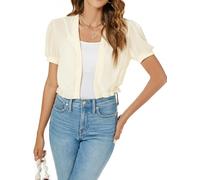 Famrrifuu Damen Bolero Chiffon Schulterjacke Kurzarm Sommer Kurze Cardigan Leichte Bolero Jacke für Kleid,Aprikose,S