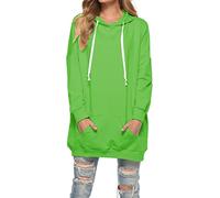 Famulily üBergrößE Umstandspullover Lange Oberteile für Leggings Langer Hoodie Oversize Grun 2XL