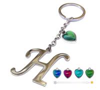 Famweylami Schlüsselanhänger mit Buchstaben für Damen, Süßer Schlüsselring mit Herz Anhänger， Namen Initiale, Geschenk Personalisierter für Kleine Schwester, Frauen, Mama, Freundin -Silber,H