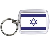 Fan-O-Menal Schlüsselanhänger aus Kunststoff mit Länderfahnen - Schlüsselbund - Anhänger mit Schlüsselring Gr. ca. 4 x 5 cm - Länderflagge beidseitig - Keyholder - Banner - Israel