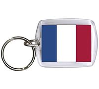 Fan-O-Menal Schlüsselanhänger aus Kunststoff mit Länderfahnen - Schlüsselbund - Anhänger mit Schlüsselring Gr. ca. 4 x 5 cm - Länderflagge beidseitig - Keyholder - Banner - Frankreich